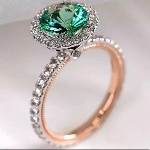 18K rose gold plated Green Stone ring